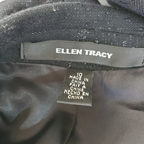 Ellen Tracy Black Wool Blazer 3 Button Jacket Shimmer Lightweight Womens Size 10 - Picture 10 of 10